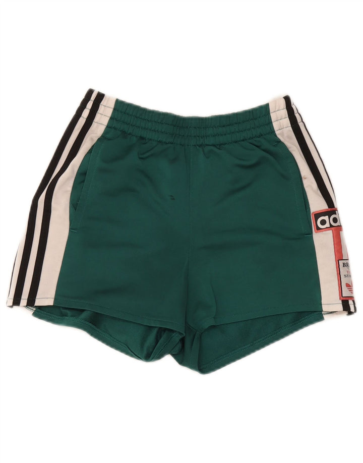 Shorts esportivos gráficos femininos Adidas médio verde colorblock poliéster