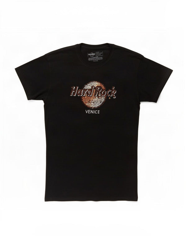 Camiseta feminina Hard Rock Cafe Venice Graphic Top Reino Unido 18 XL algodão preto