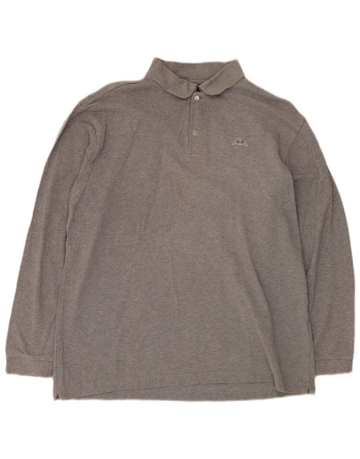 Camisa polo masculina de manga comprida KAPPA grande cinza