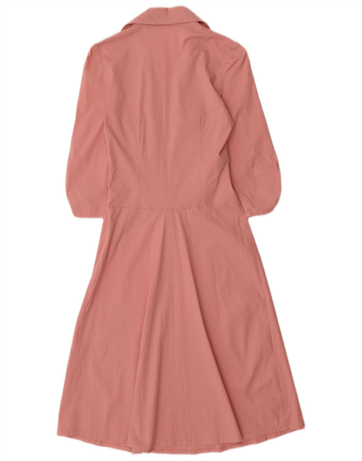 Vestido maxi feminino Kookai manga 3/4 Reino Unido 10 pequeno algodão rosa