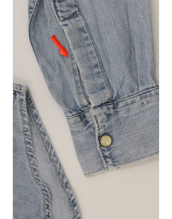 Camisa jeans feminina Rifle Regular Fit Reino Unido 12 algodão azul médio