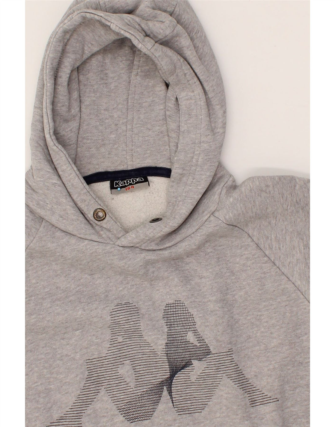 KAPPA Boys Graphic Hoodie Jumper 13-14 Years Grey Cotton Vintage Kappa and Second-Hand Kappa from Messina Hembry 
