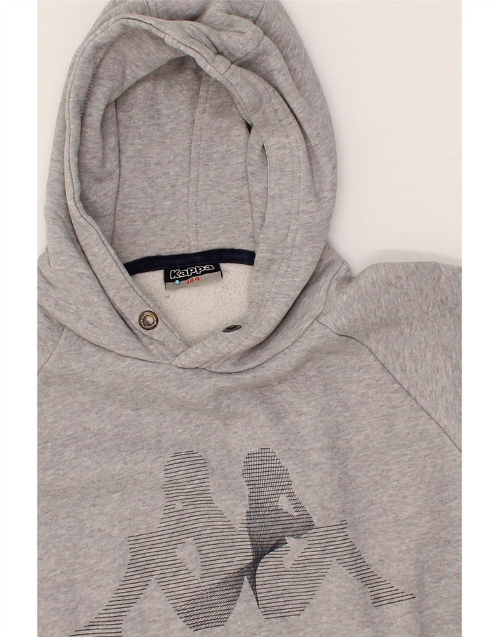 KAPPA Boys Graphic Hoodie Jumper 13-14 Years Grey Cotton Vintage Kappa and Second-Hand Kappa from Messina Hembry 