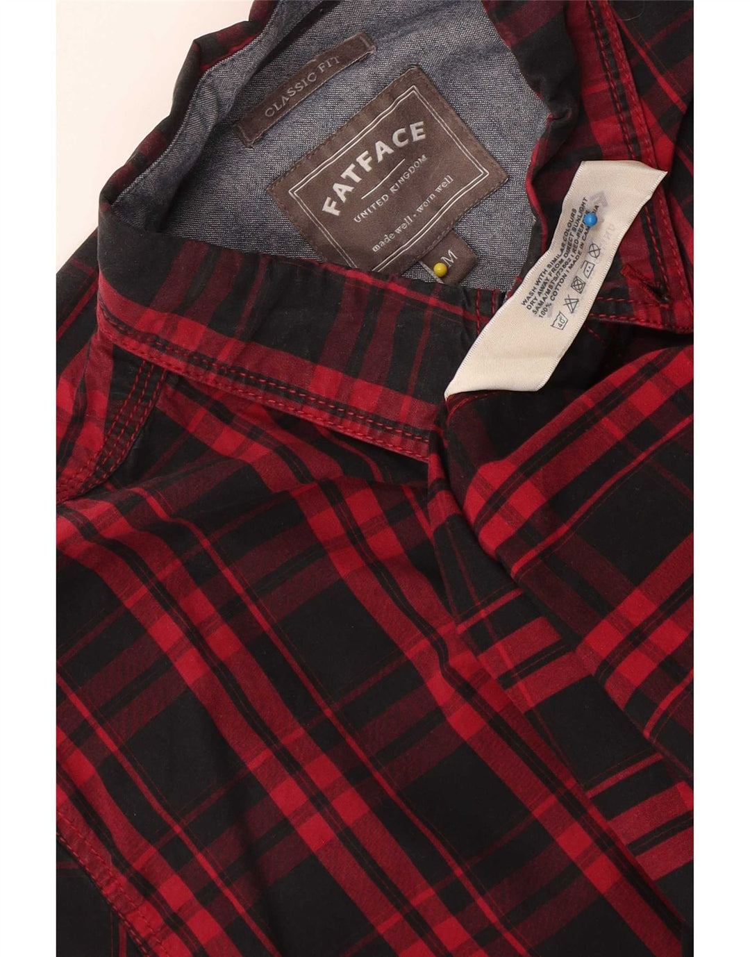 Fat Face Mens Camisa clássica de ajuste médio preto xadrez algodão