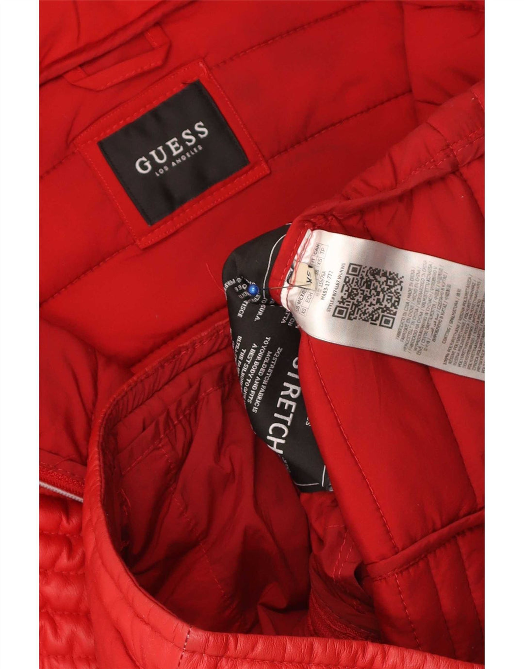 Jaqueta acolchoada feminina Guess UK 6 XS poliuretano vermelho