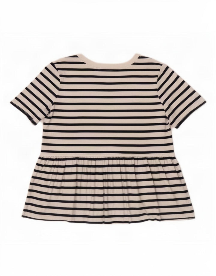 Blusa feminina Zara Top UK 10 pequena listrada branca