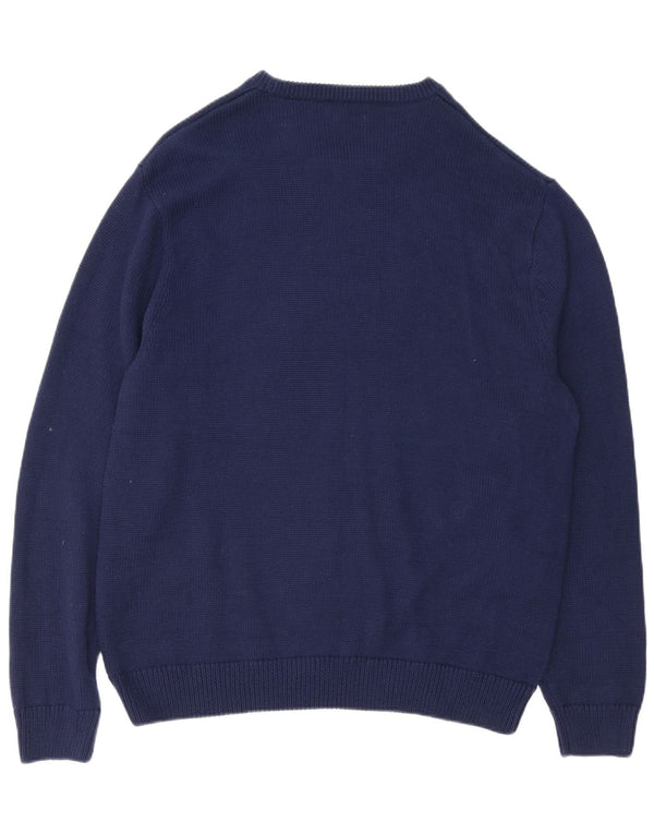 Suéter masculino Chaps com gola redonda XL azul marinho algodão