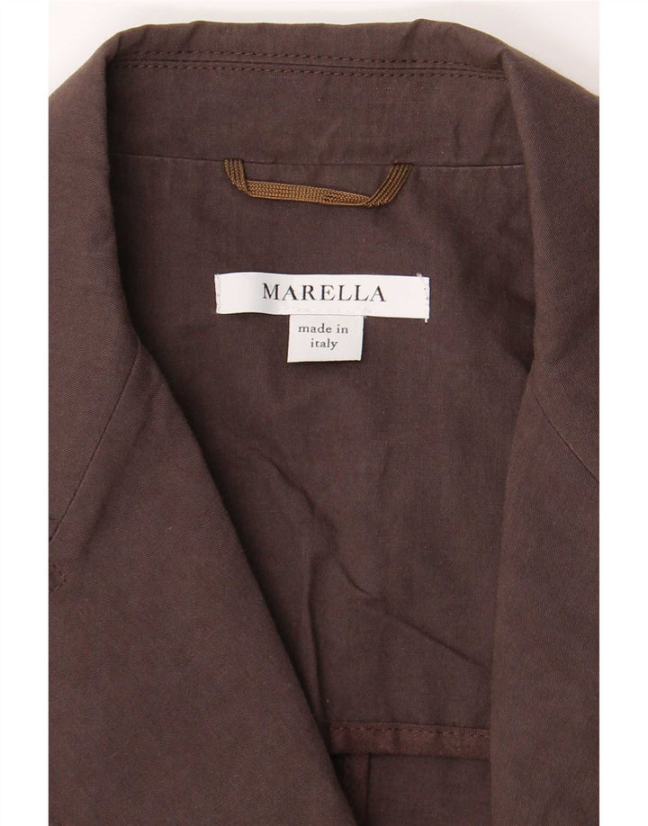 Jaqueta blazer feminina Marella com 2 botões Reino Unido 16 grande algodão marrom