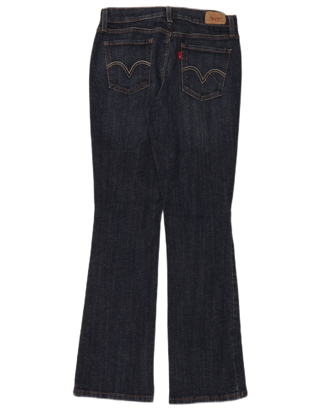 Jeans feminino Levi's 515 Bootcut US 4 pequeno W28 L32 azul marinho algodão