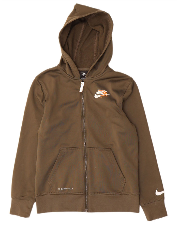 Suéter Nike Boys 3BRAND Zip com capuz 10-11 anos médio cáqui poliéster