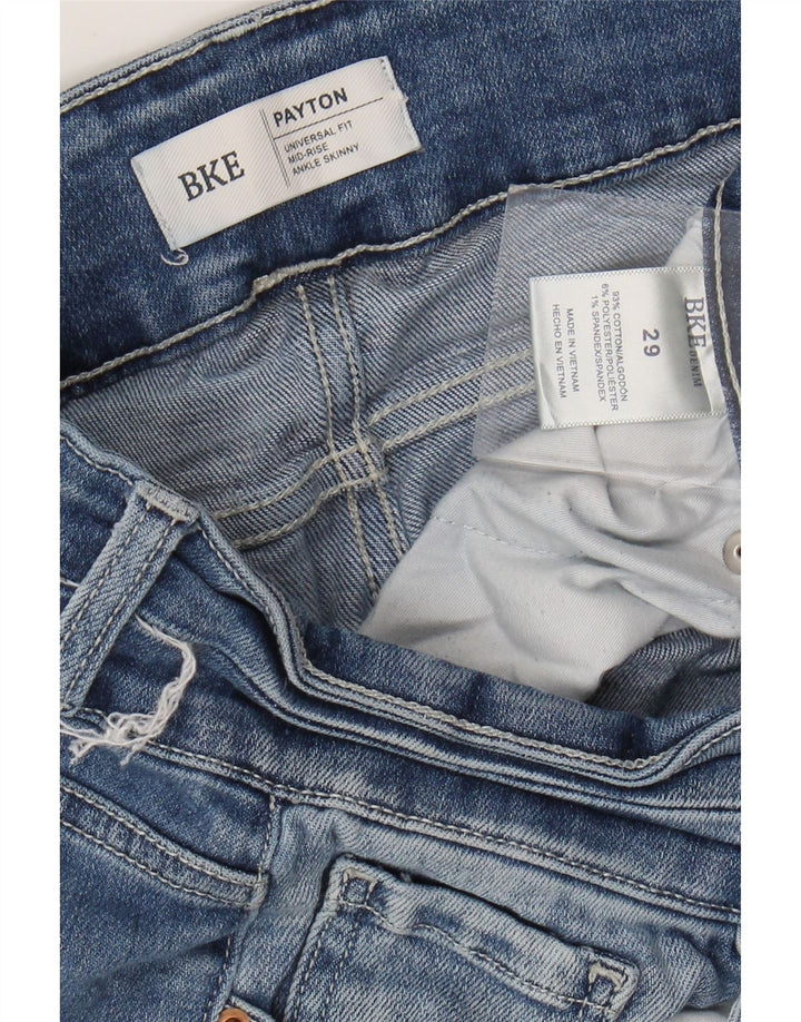 Calça jeans feminina BKE Payton de cintura média desgastada W29 L26 algodão azul