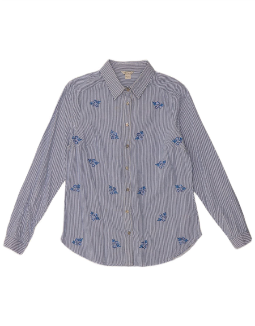 Camisa feminina Monsoon UK 8 pequena algodão floral azul