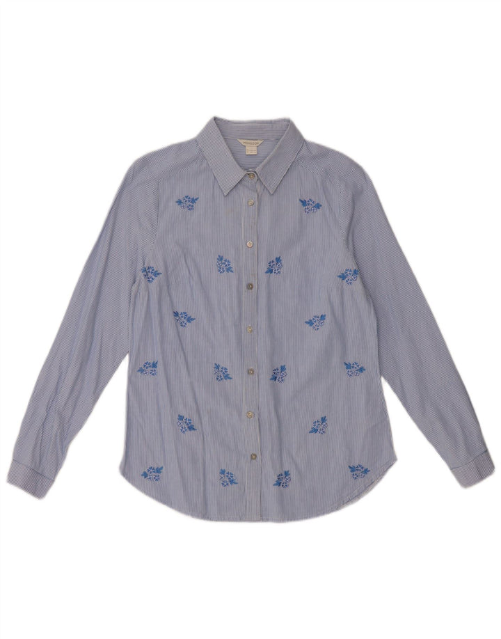 Camisa feminina Monsoon UK 8 pequena algodão floral azul