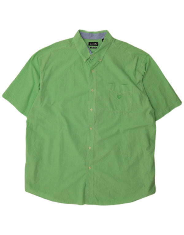 Camisa masculina de manga curta grande e alta Chaps Regular Fit 3XL verde Houndstooth