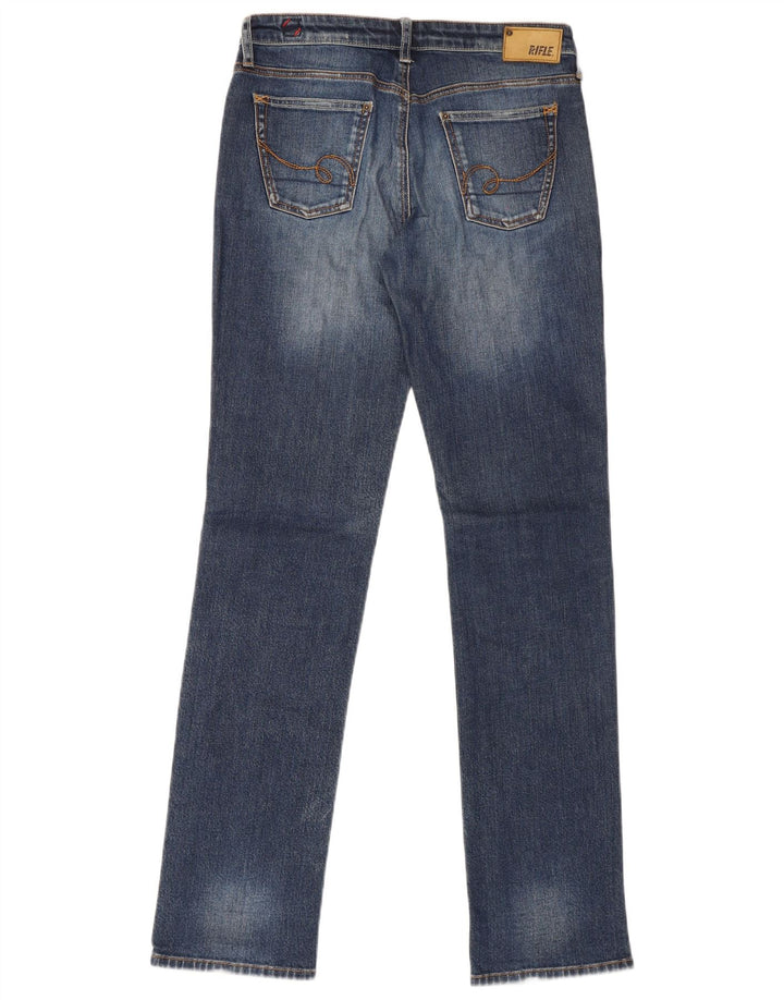 Rifle feminino slim jeans W30 L34 algodão azul