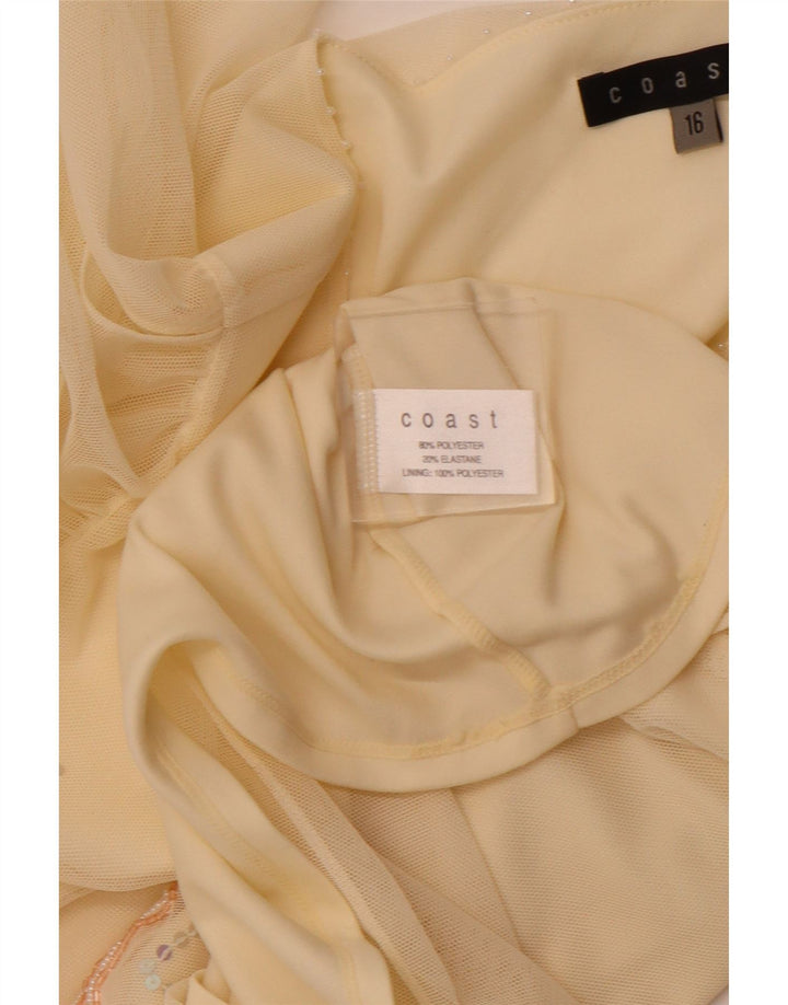 Blusa feminina COAST transparente e transparente Reino Unido 16 grande poliéster amarelo