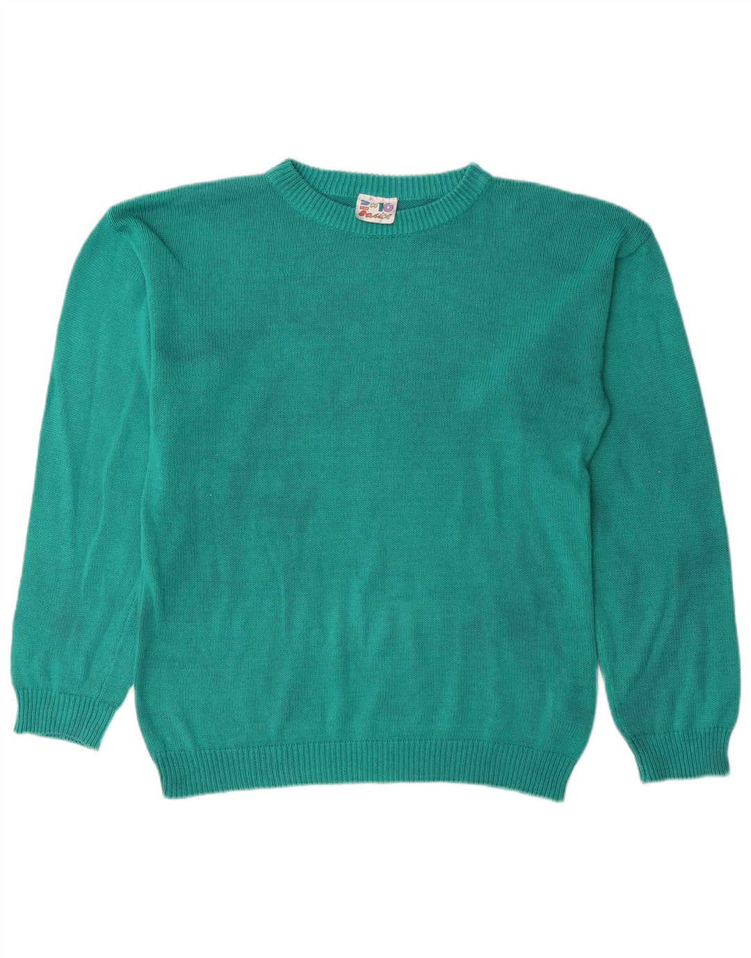 Suéter feminino VINTAGE com gola redonda UK 18 XL algodão turquesa