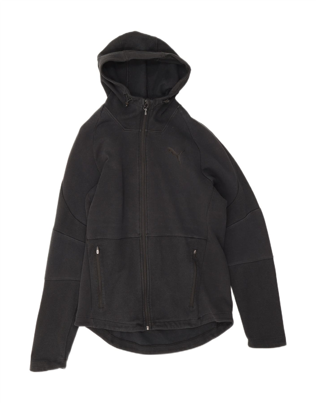 Suéter masculino Puma com capuz e zíper grande algodão preto
