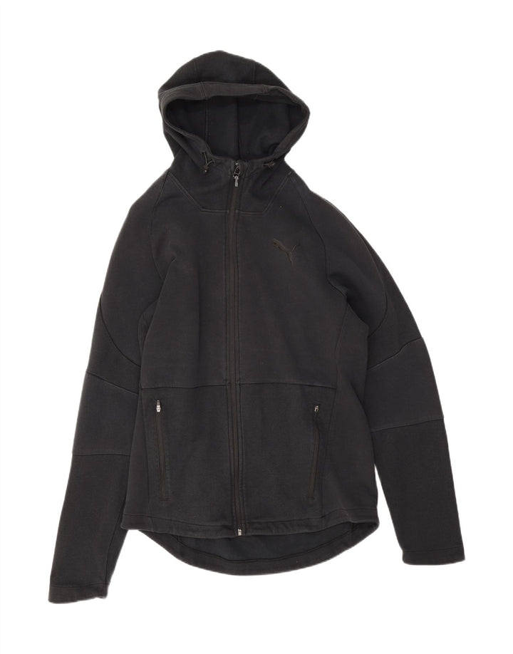 Suéter masculino Puma com capuz e zíper grande algodão preto