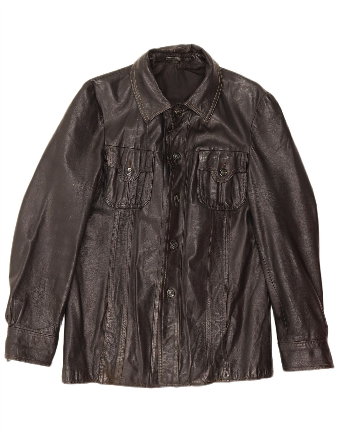 Jaqueta de couro masculina vintage UK 36 pequena preta