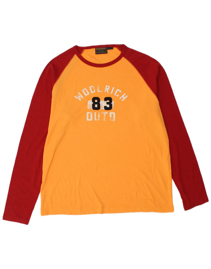 Top gráfico masculino Woolrich manga comprida grande algodão colorido laranja