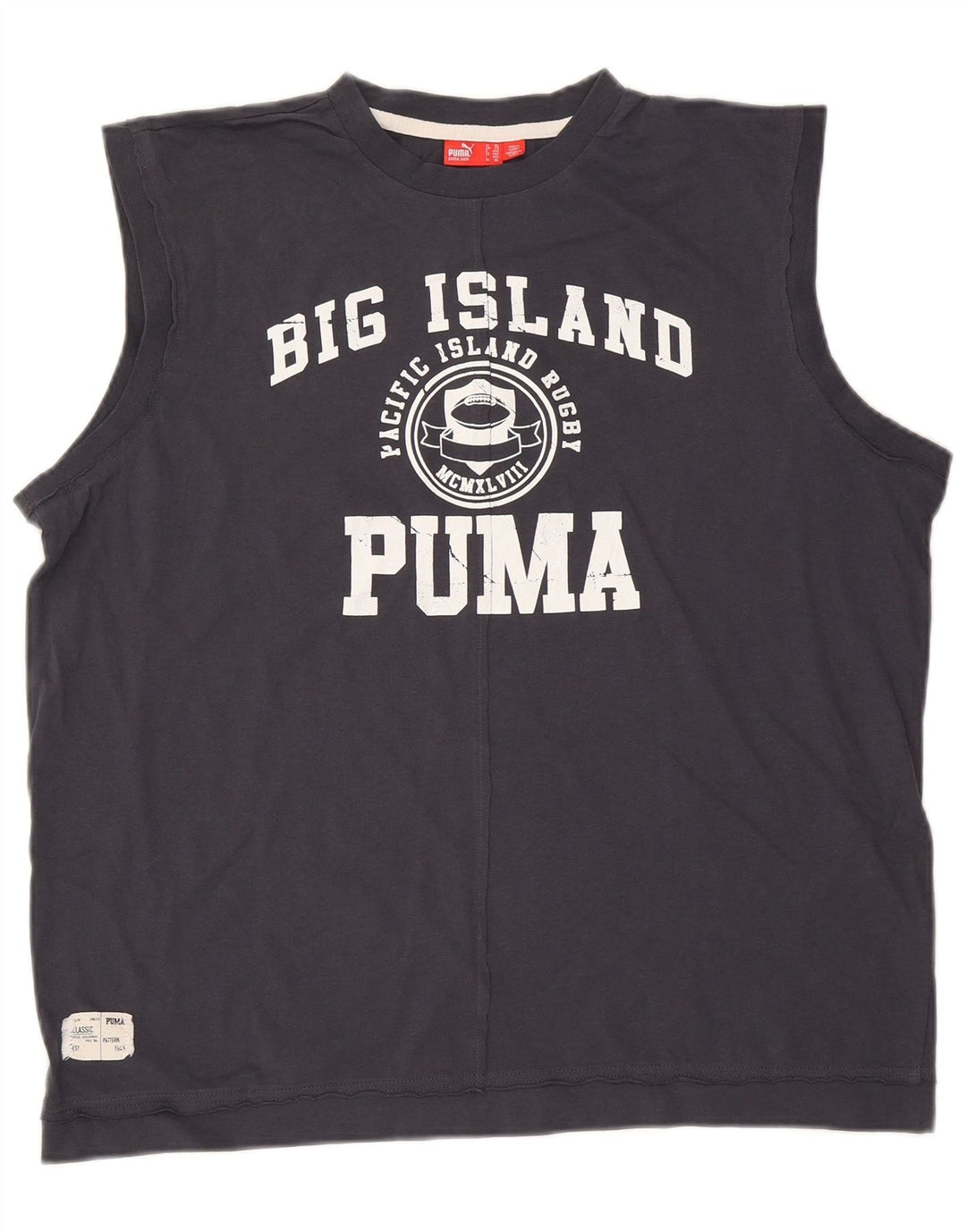 Puma masculino gráfico colete top 2XL algodão azul marinho