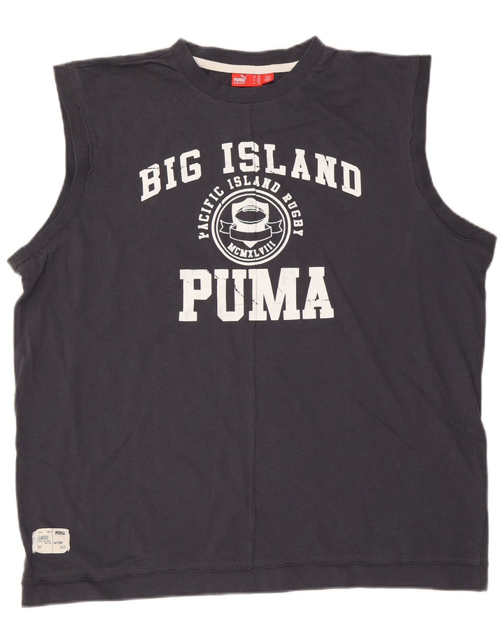 Puma masculino gráfico colete top 2XL algodão azul marinho