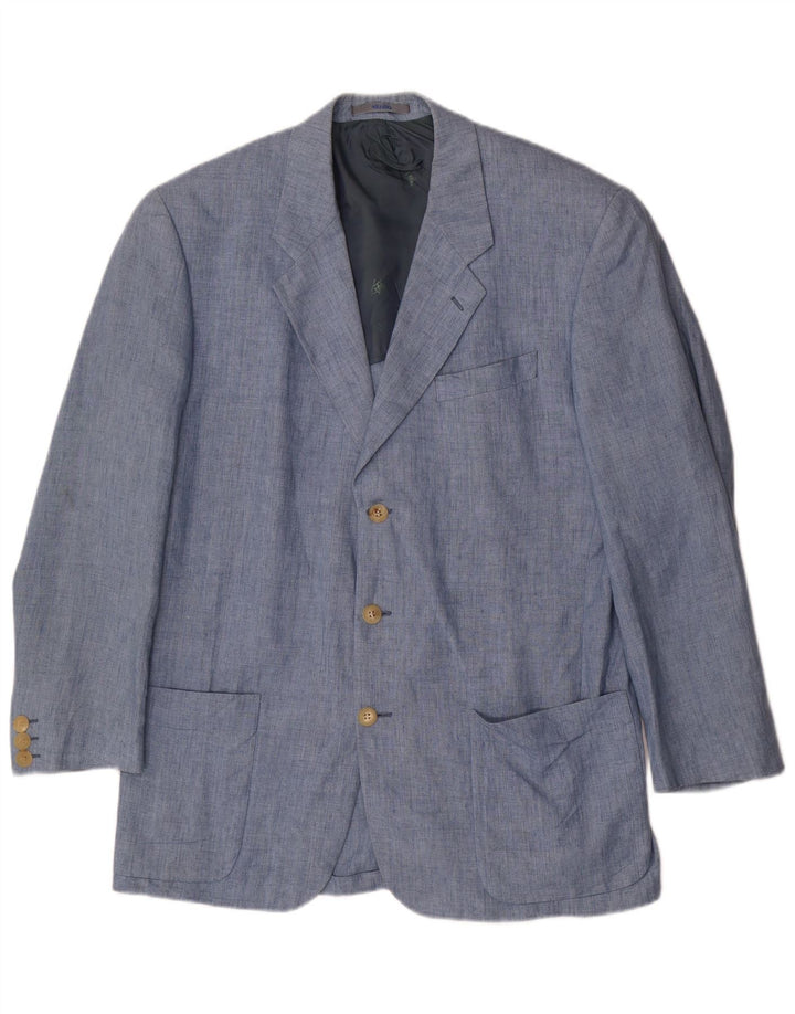 Jaqueta Blazer Masculina Kenzo com 3 Botões IT 52 XL Linho Azul