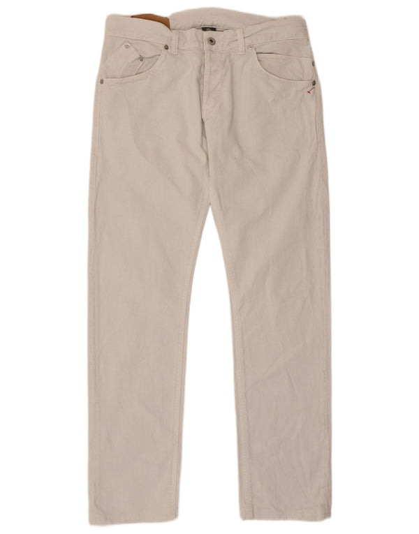 Dondup Mens Sam Straight Jeans W34 L32 Algodão Branco