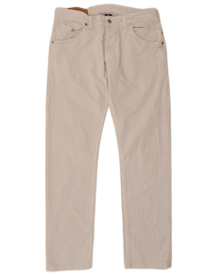 Dondup Mens Sam Straight Jeans W34 L32 Algodão Branco