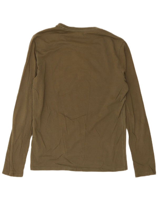 Guess Mens Slim Fit Gráfico Top Manga Longa XS Cáqui Algodão