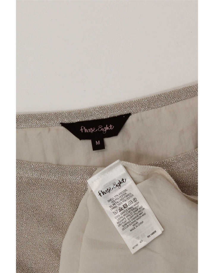 Blusa feminina oversized Fase Eight UK 14 Viscose prateada média