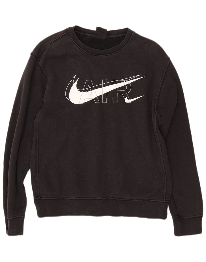 NIKE feminino oversized gráfico moletom jumper UK 10 pequeno algodão preto