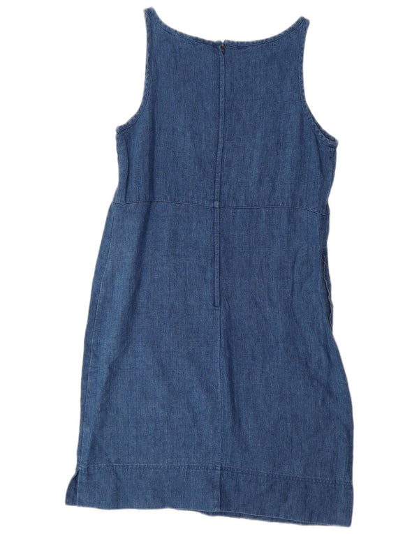 EDDIE BAUER Vestido feminino sem mangas com bainha US 10 grande linho azul
