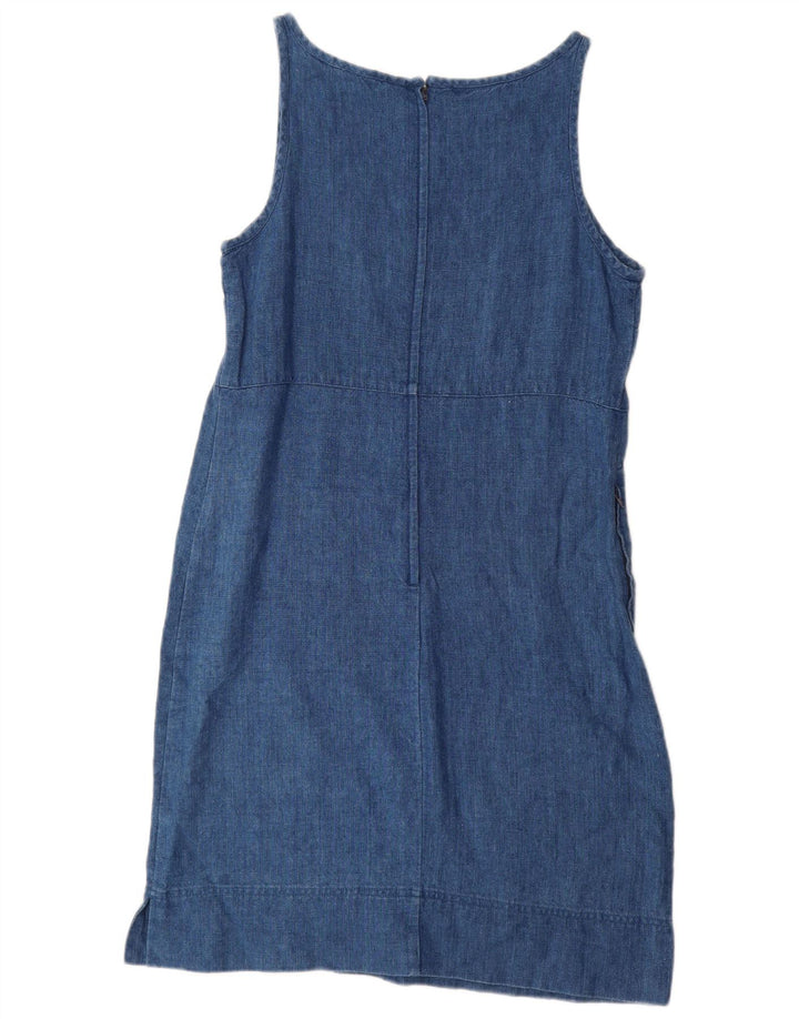 EDDIE BAUER Vestido feminino sem mangas com bainha US 10 grande linho azul