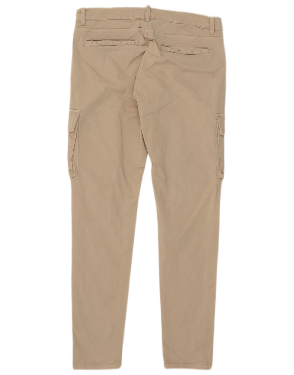 Zara Mens Slim Cargo Calças EU 42 Grande W32 L31 Algodão Bege