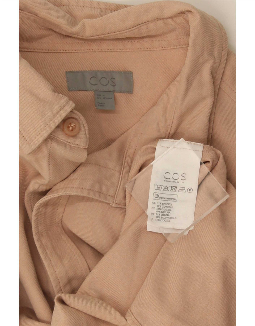 Cos Camisa masculina de manga curta médio bege Lyocell