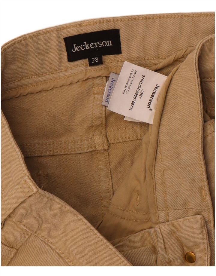 Calça feminina casual justa JECKERSON W28 L29 algodão bege