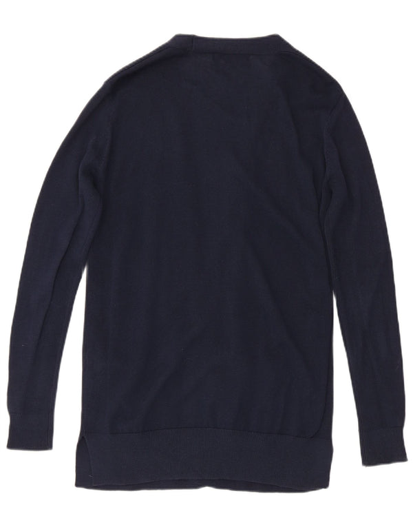 Suéter cardigã feminino Longline Marks & Spencer Reino Unido 10 pequeno azul marinho