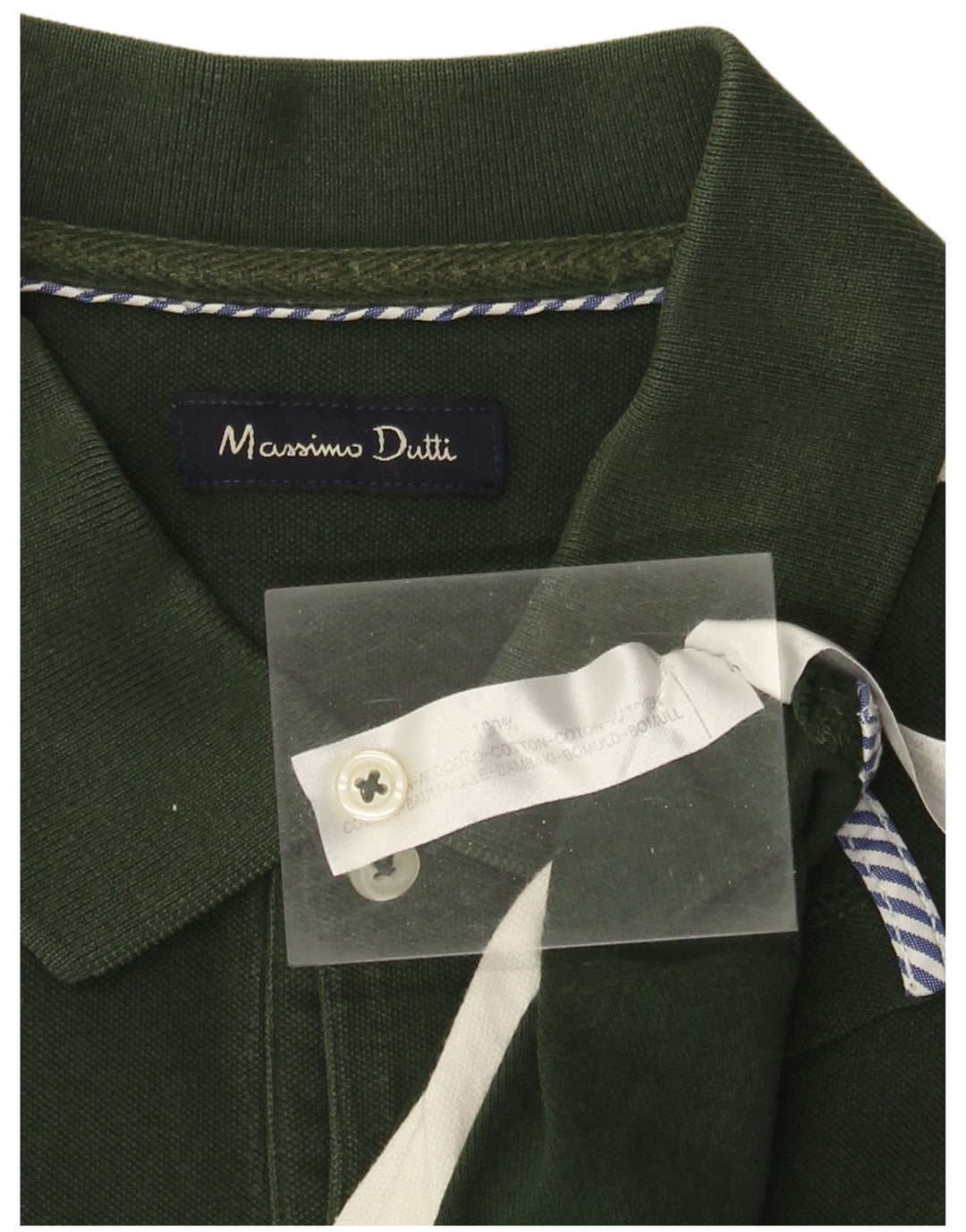 Camisa polo masculina Massimo Dutti grande algodão listrado verde
