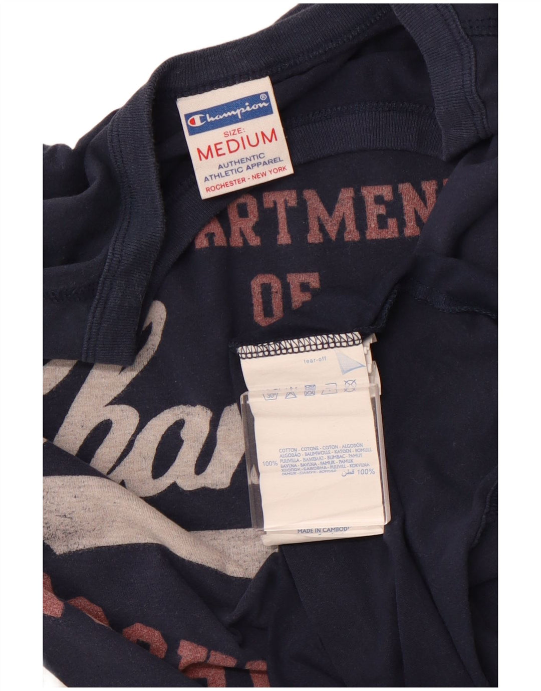 CHAMPION Masculino Rochester Gráfico Top Manga Longa Médio Algodão Azul Marinho