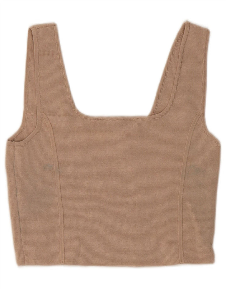 Zara Womens Crop Top UK 12 Médio Bege Nylon