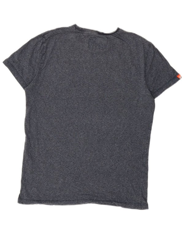 Camiseta masculina Superdry Top grande algodão manchado azul marinho
