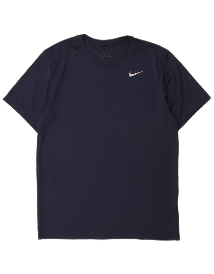 Camiseta Nike Masculina Dri Fit Top Médio Azul Marinho Poliéster