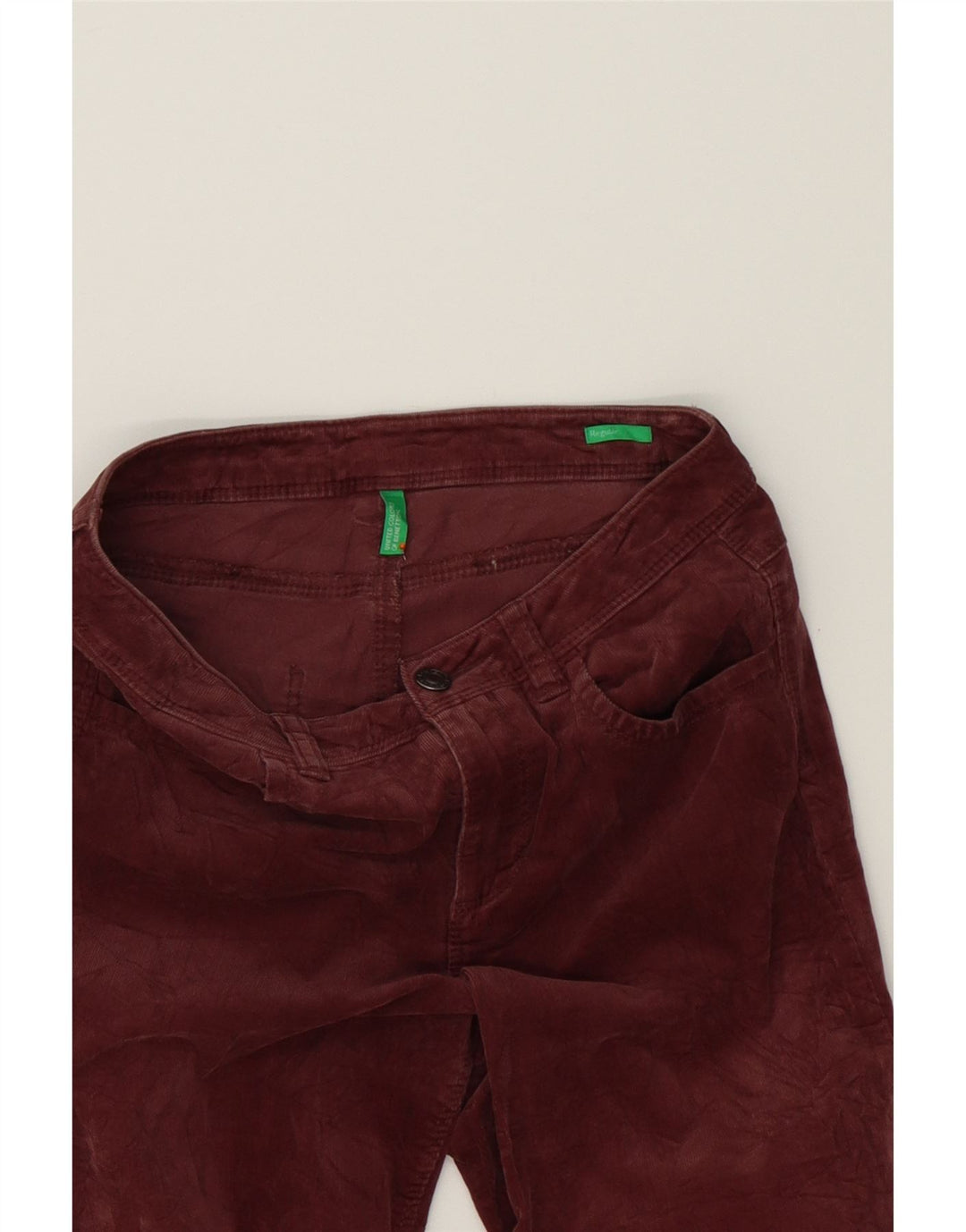 BENETTON Womens Regular Straight Corduroy Trousers W27 L28 Burgundy Vintage Benetton and Second-Hand Benetton from Messina Hembry 
