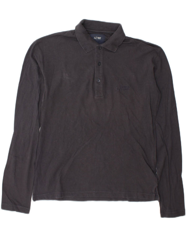 Camisa polo masculina de manga comprida Armani Jeans XL azul marinho algodão