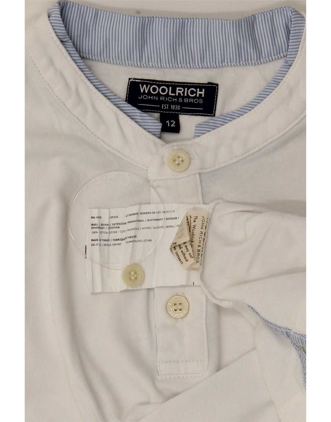 Camiseta Woolrich Boys Top 11-12 Anos Algodão Branco