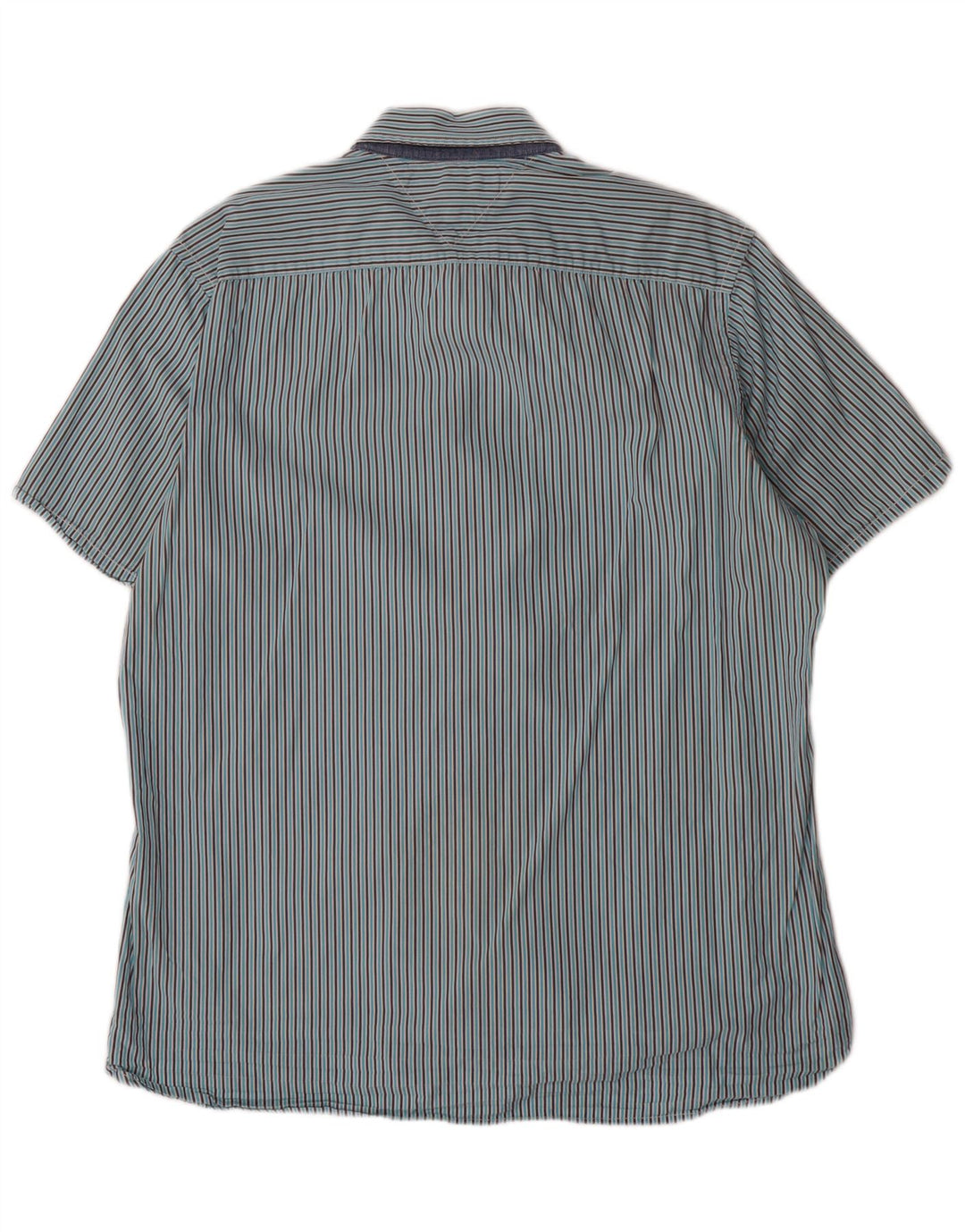 Camisa masculina TOMMY HILFIGER de manga curta com ajuste personalizado listrado azul grande