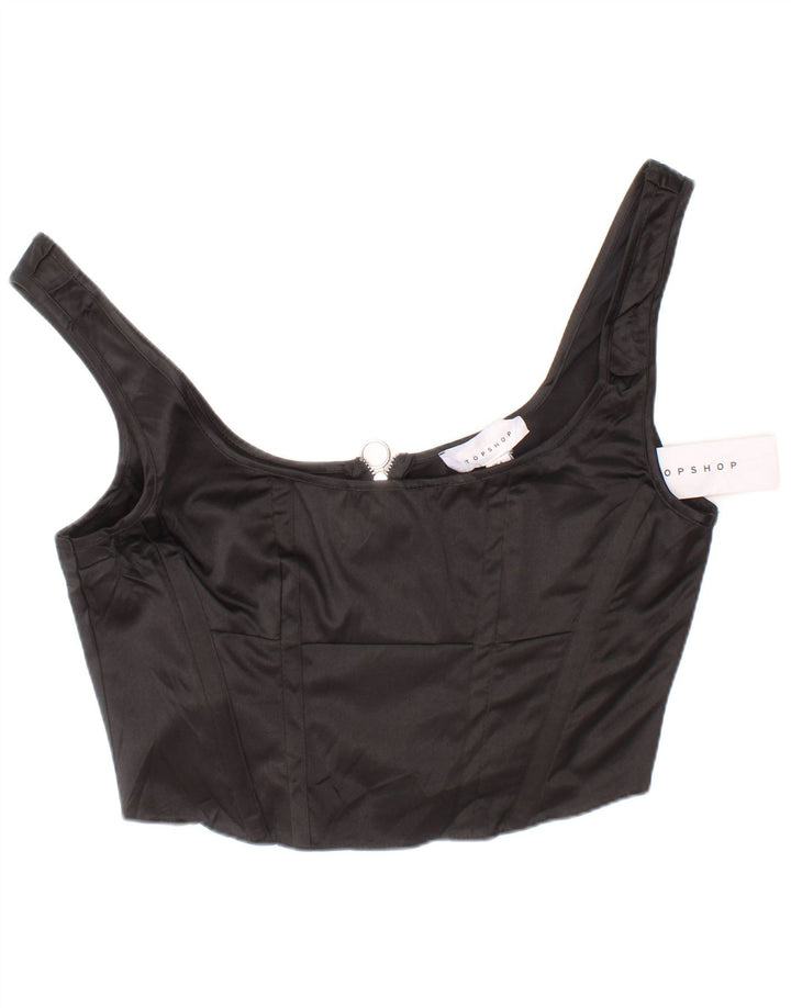 Topshop feminino crop espartilho UK 6 XS poliéster preto