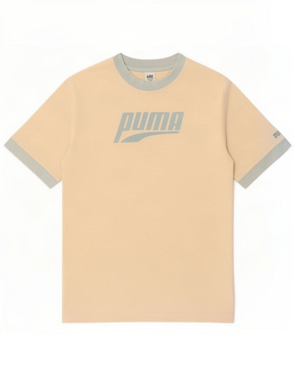 Puma Camiseta masculina gráfica top pequeno off white colorblock